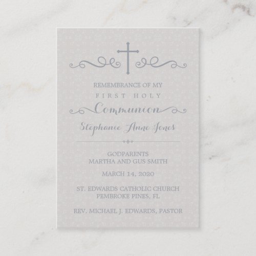 Communion Ornate Cross in Taupe Floral Pattern Business Card