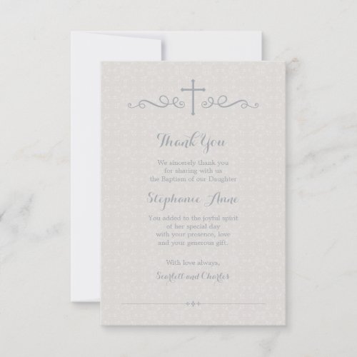 Communion Ornate Cross in Taupe Floral Pattern Invitation
