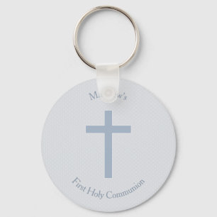 Communion Pastel Blue Cross Keychain