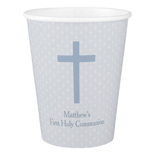 Communion Pastel Blue Cross Paper Cup
