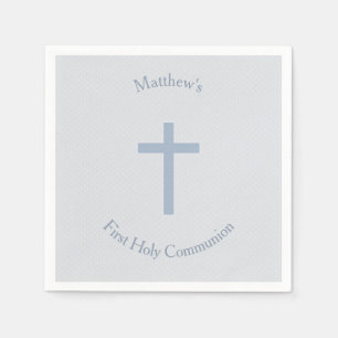 Communion Pastel Blue Cross Paper Napkins
