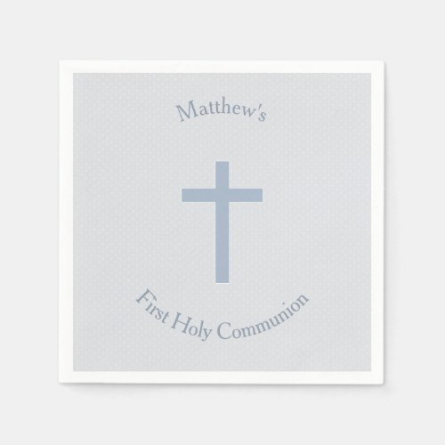 Communion Pastel Blue Cross Paper Napkins