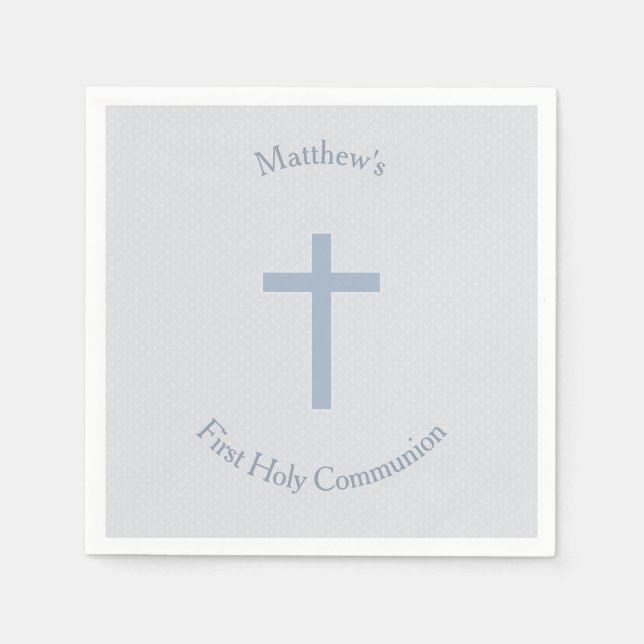 Communion Pastel Blue Cross Paper Napkins (Front)