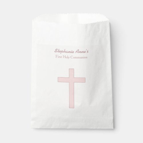 Communion Pastel Pink Cross Favor Bag