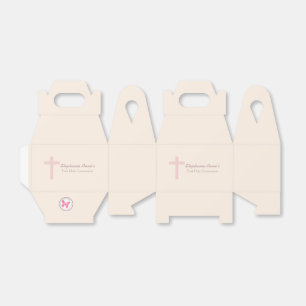 Communion Pastel Pink Cross Favor Boxes