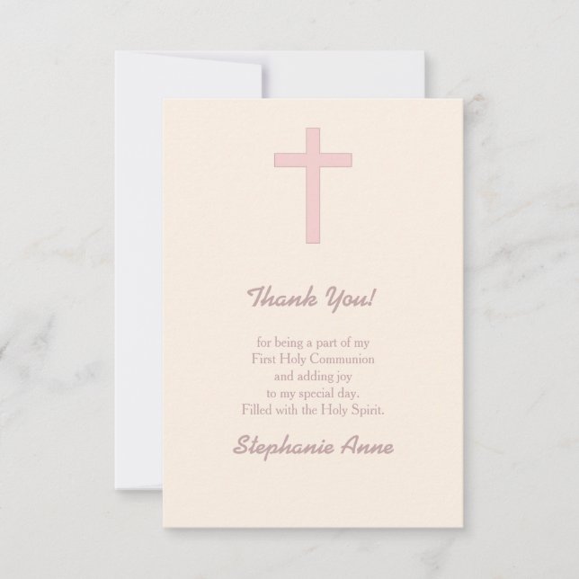 Communion Pastel Pink Cross Invitation (Front)