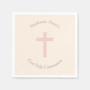 Communion Pastel Pink Cross Napkins