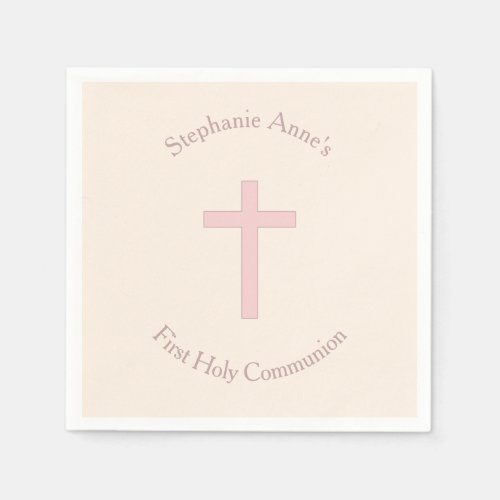 Communion Pastel Pink Cross Napkins