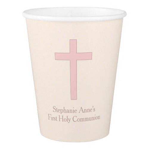 Communion Pastel Pink Cross Paper Cup