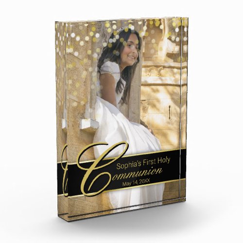 Communion Photo Elegant Gold Typography Glitter