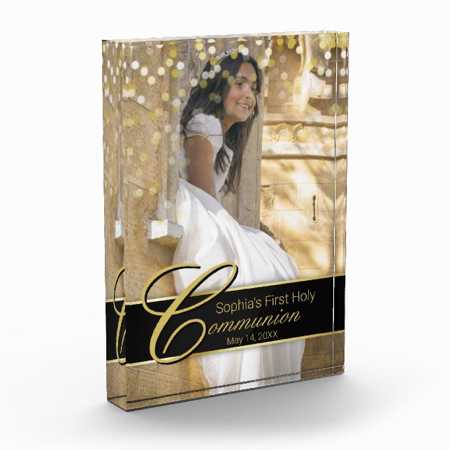 Communion Photo Elegant Gold Typography Glitter (Left)