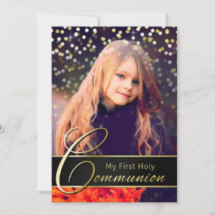 Communion Photo Elegant Gold Typography Invitation