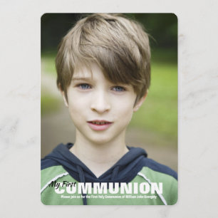 Communion Photo Invitation (V) YOU PICK BACK COLOR