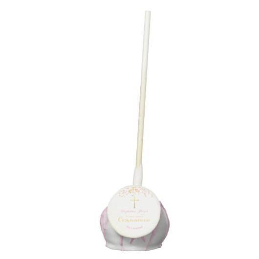 Communion Pink and Gold Confetti Cake Pops (Front)