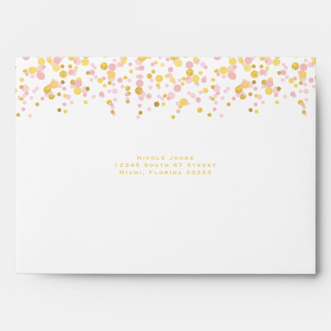 Communion Pink and Gold Confetti Envelope (Front)