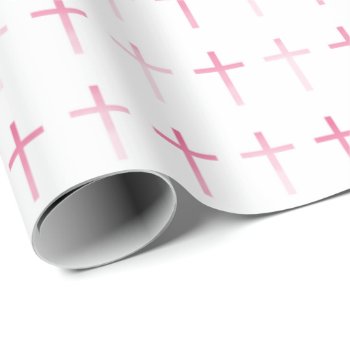Communion Pink Cross Wrapping Paper by LifesSweetBlessings at Zazzle