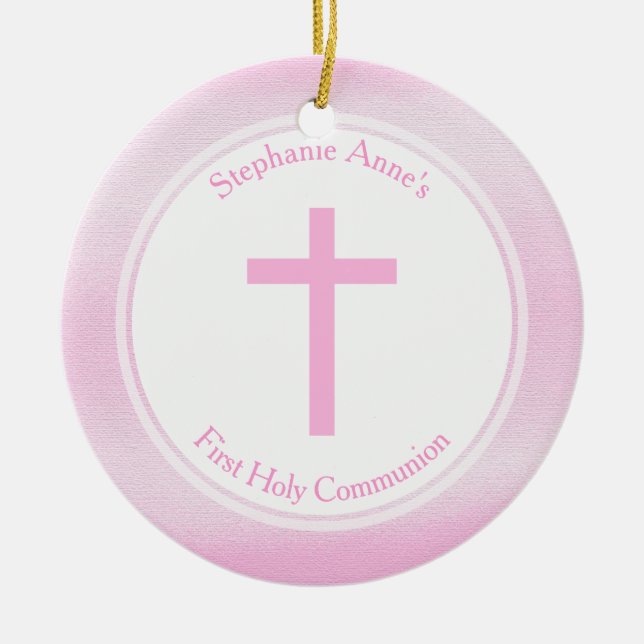 Communion Pink Watercolor Ceramic Ornament (Front)