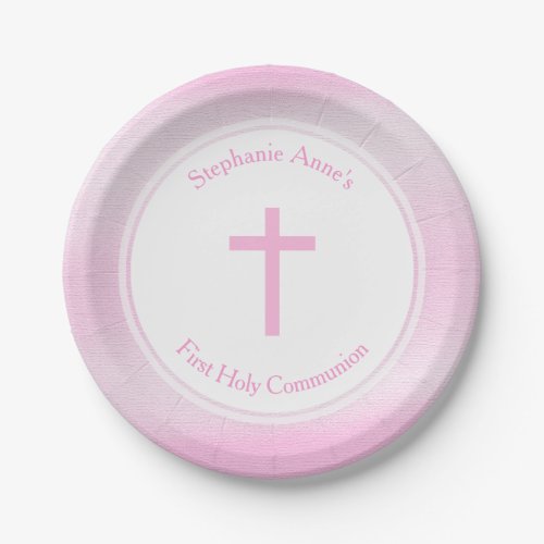 Communion Pink Watercolor Paper Plates
