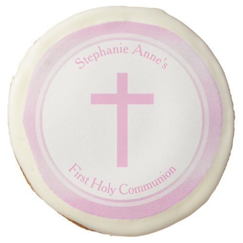 Communion Pink Watercolor Sugar Cookie