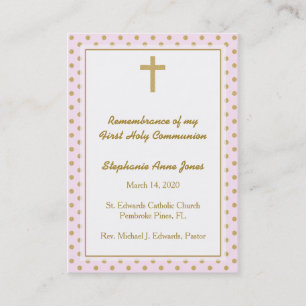 Communion Pink with Gold Polka Dots Business Card
