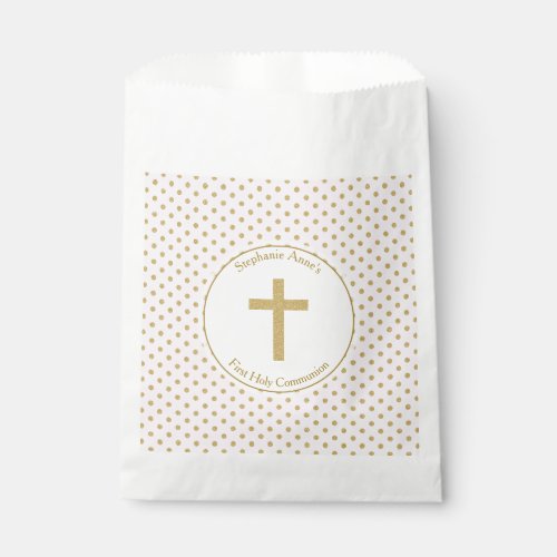 Communion Pink with Gold Polka Dots Favor Bag