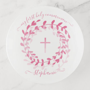 Communion Pink Wreath and Cross Trinket Trays