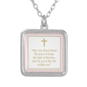 Communion Prayer Silver Plated Necklace