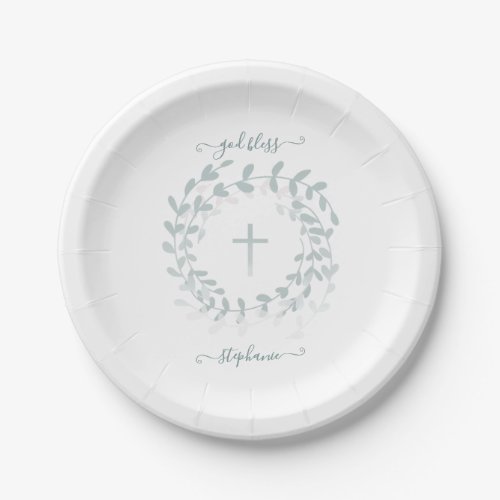 Communion Sage Wreath and Cross Paper Plates