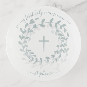 Communion Sage Wreath and Cross Trinket Tray