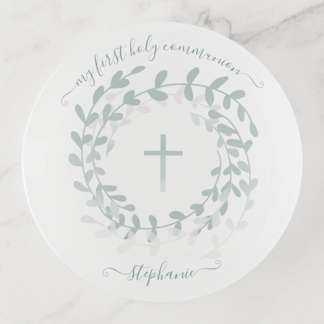 Communion Sage Wreath and Cross Trinket Tray (Front)