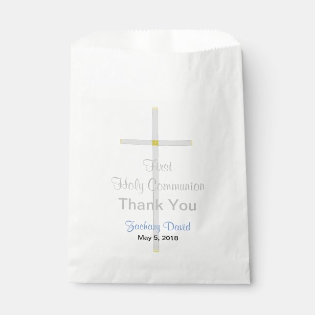 Communion Son Blue White Thank You Favor Bags (Front)