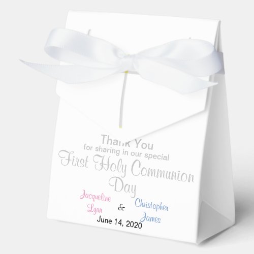 Communion Twins Pink Blue Thank You Favor Boxes