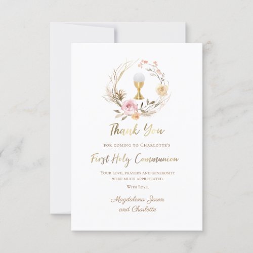 Communion watercolor flowers thank you invitation
