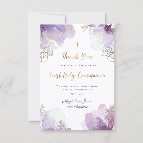 Communion watercolor flowers thank you invitation