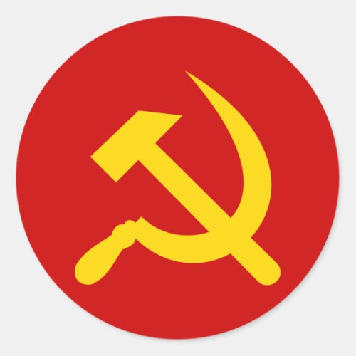 Communism hammer and sickle classic round sticker