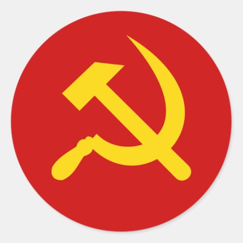 Communism hammer and sickle classic round sticker