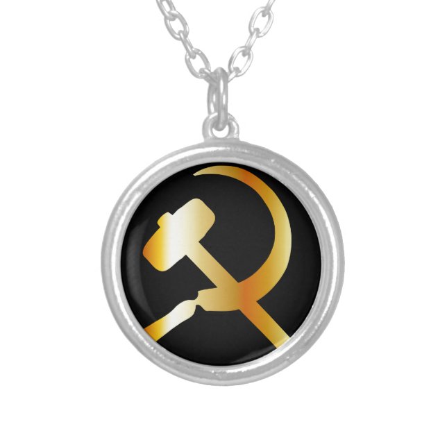 Communism Symbol Silver Plated Necklace (Front)