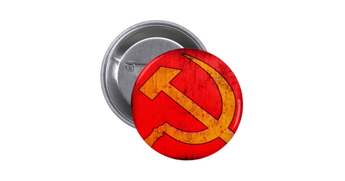 Communism USSR Hammer and Sickle Button | Zazzle