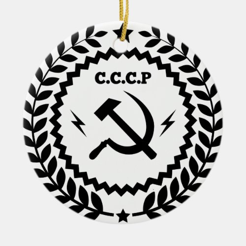 Communist CCCP Hammer Sickle Badge Ceramic Ornament