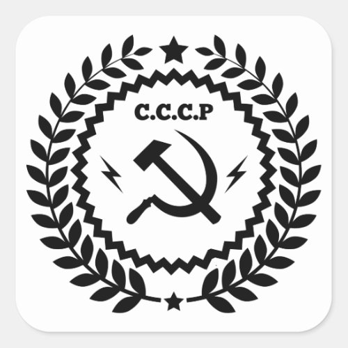 Communist CCCP Hammer Sickle Badge Square Sticker