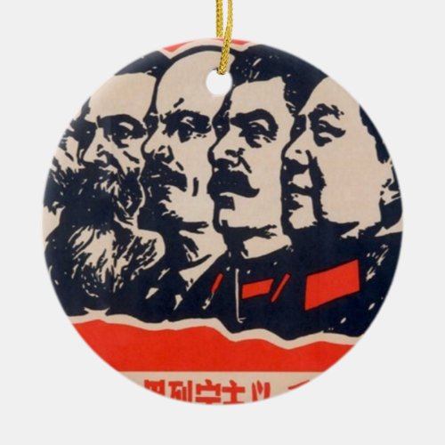 Communist Heads Propaganda Chairman Mao Stalin Ceramic Ornament