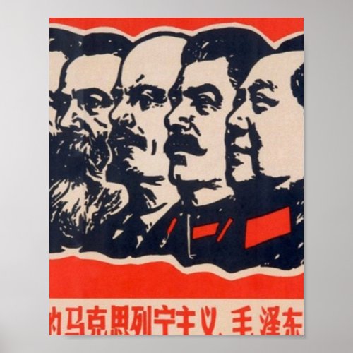 Communist Heads Propaganda Chairman Mao Stalin Poster