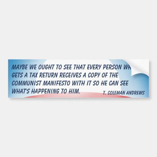 Communist Manifesto  Tax Returns Bumper Sticker