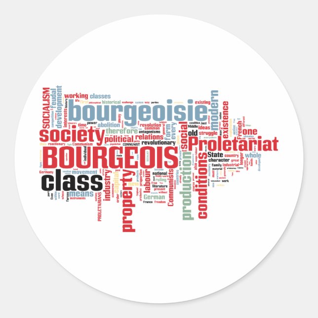Communist Manifesto Word Cloud Classic Round Sticker (Front)