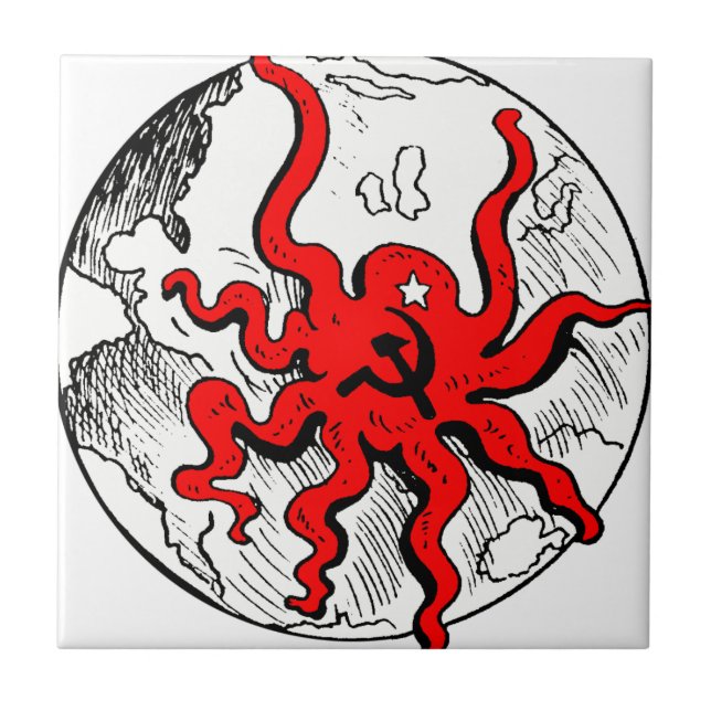 Communist Octopus Ceramic Tile (Front)