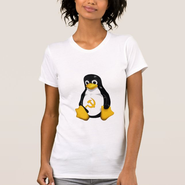 Communist Penguin ( Linux ) on Women's White T-Shirt (Front)