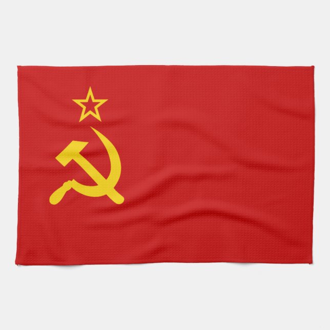 Communist Russia Flag USSR Kitchen Towel (Horizontal)