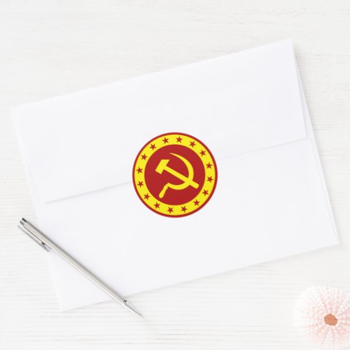 Communist Symbol Hammer Sickle Classic Round Sticker | Zazzle