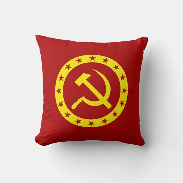 Communist Symbol Hammer Sickle Throw Pillow (Front)