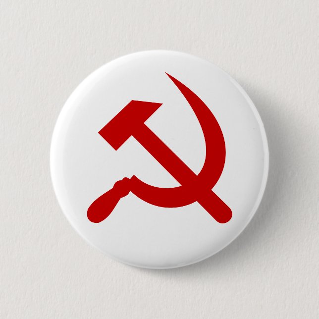 Communist USSR Russian Hammer and Sickle symbol Button (Front)